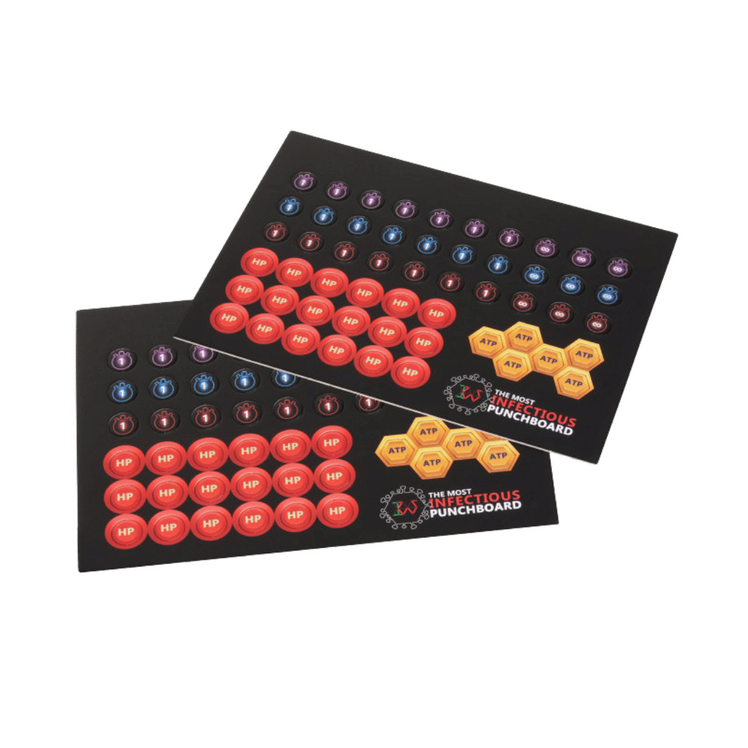 ImmunoWars Board Game tokens rulebook and dice