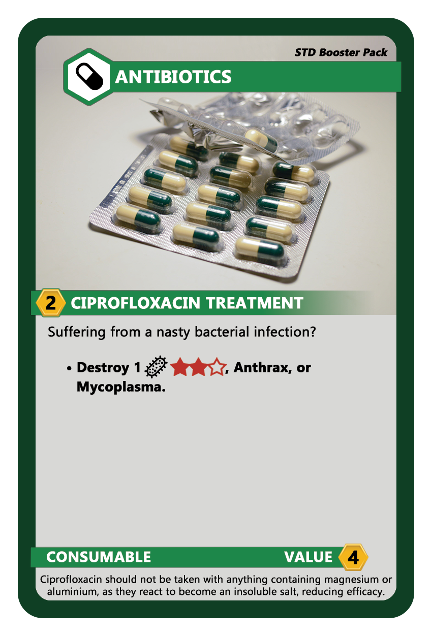 Ciprofloxacin treatment ImmunoWars Antibiotics Card